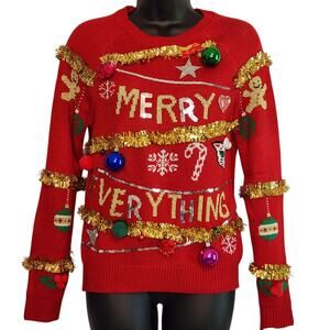 Merry Everything Christmas sweater ugly Xmas size S